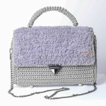 Dazzle Crochet Bag in Grey, Fluffy Flap